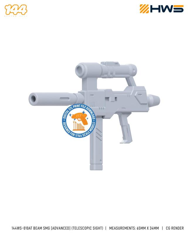 144WS-010AT Beam SMG [Advanced] (Telescopic Sight). 3D Printed Custom Parts for High Grade Models.