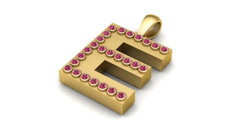 E ALPHABETS GLD PENDANT 3d printable model