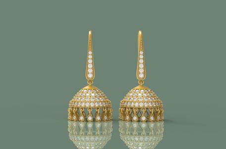 Diamond Bali Jhumko Earring - 0027