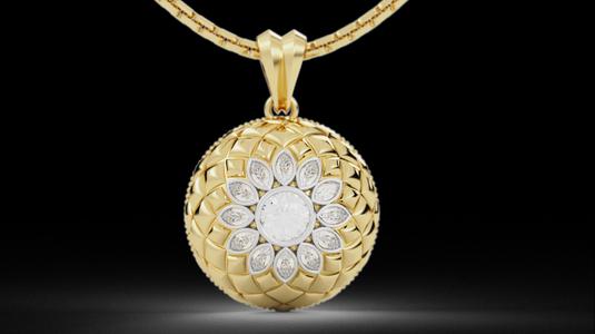 Dome Flower Diamond Mesh Pendant