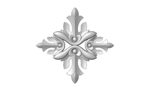 Floral cross rosette applique carving molding relief onlay