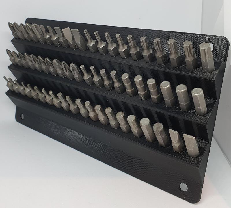 SCREWDRIVER BIT HOLDER HEX SHANK 6.35mm 1/4" STAND STORAGE RACK WALL MOUNT 60 holes