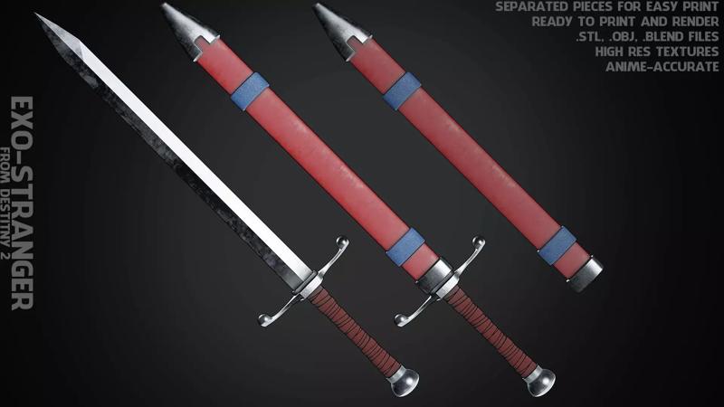 Dragon Ball Trunks Sword and Scabbard for Cosplay 3D Model Collection