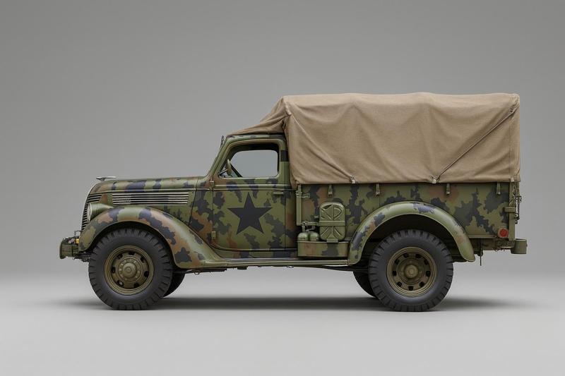 Vintage Camouflaged Military Truck