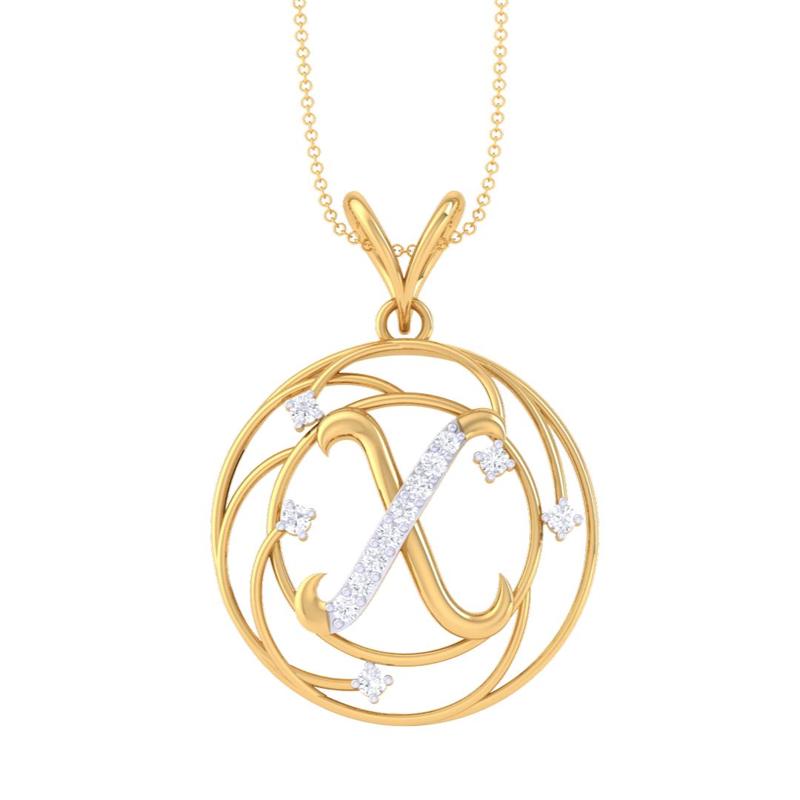 3D Printable Cad jewelry design of Lady diamond Pendant Letter model