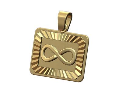 Infinity landscape faceted sunrays tag pendant charm 3D print model