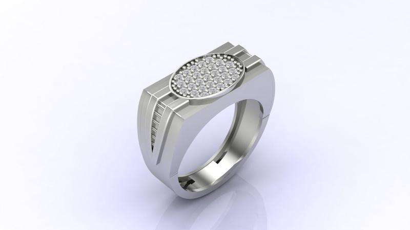Gents Ring Print Ready STL 3DM Gents Rings Diamond Men Ring 3D print model
