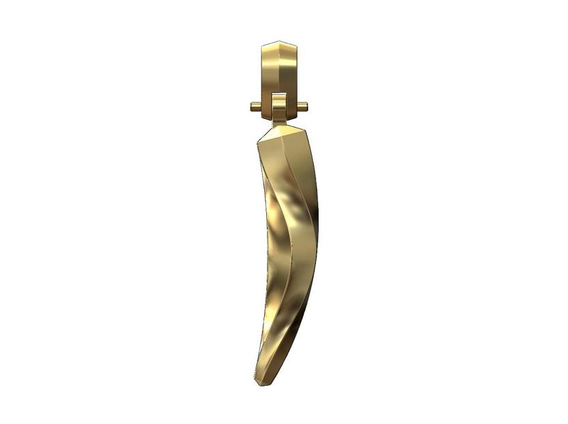 Double twist faceted curved italian horn Cornicello pendant 3D print model