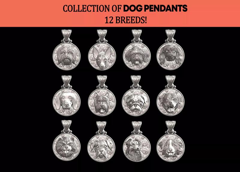 DOG PENDATS COLLECTION BEST FRIEND 12 BREEDS 3D PRINTBLE