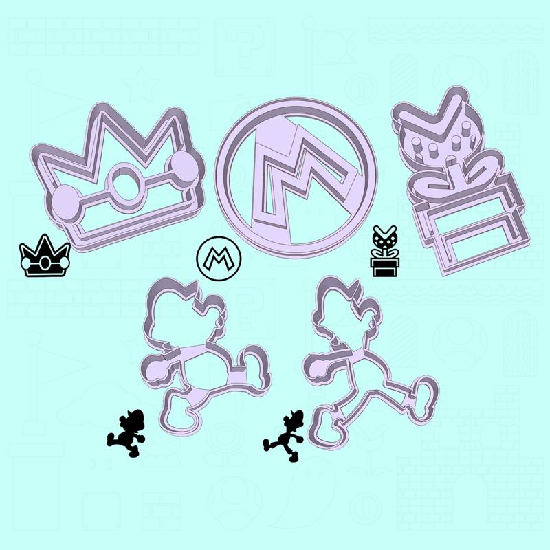The Super Mario Bros. cookie cutters - royal rescue set / bundle - 5 pieces