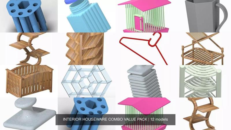 INTERIOR HOUSEWARE COMBO VALUE PACK 3D Model Collection