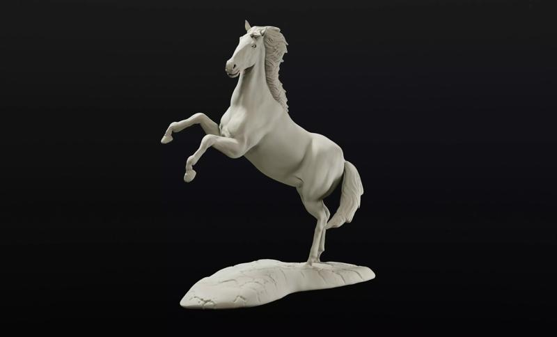Horse on hind legs intended for 3d printing