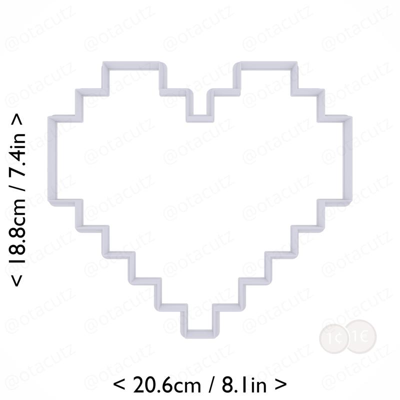 Pixel Heart Cookie Cutter 7.75in / 19.7cm