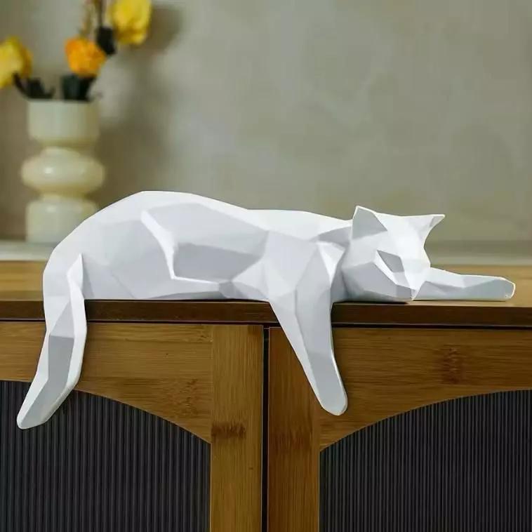 Decorative sculpture design home minimalist lying cat
