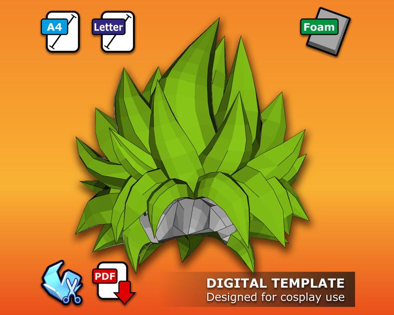 Broly Wig - Pepakura 3D Template