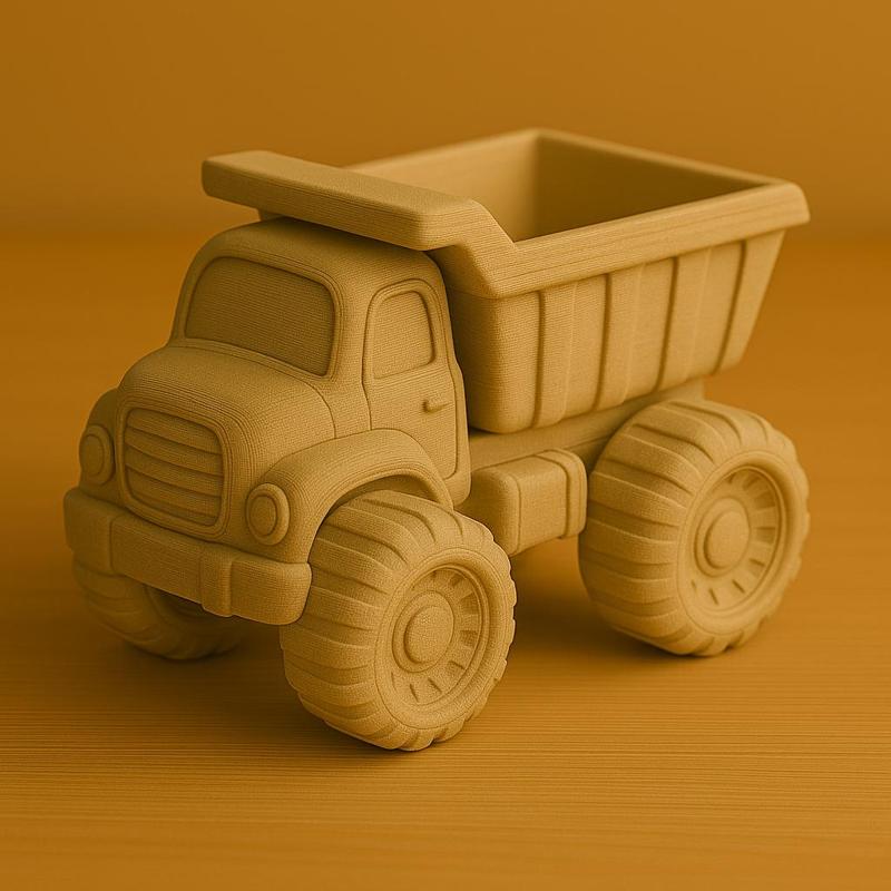 3D Printable Dump Truck Toy – Cute One-Piece Construction Vehicle STL