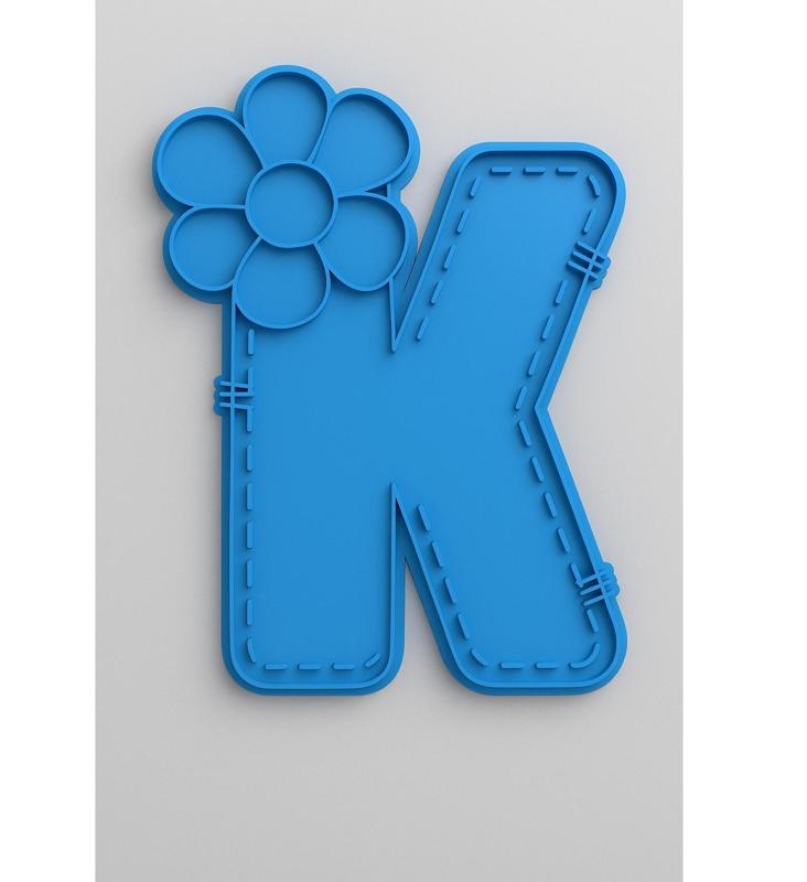 Floral letter K cookie cutter