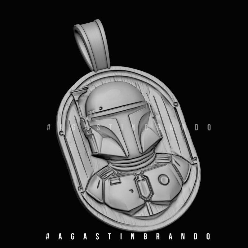 3d boba fett Basrelife pendant STL