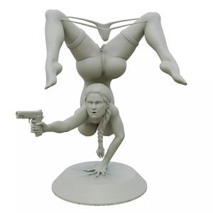 Sexy Lara Croft STL Model for 3D Print  Contortion Pose High
