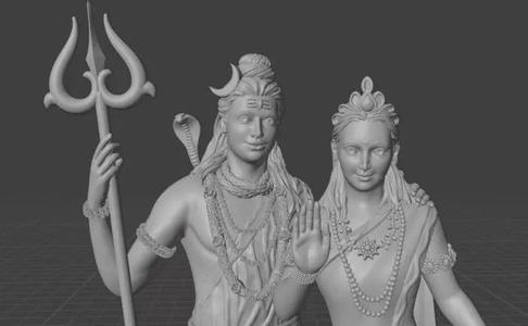 Lord Shiva and Goddess Parvati Standing