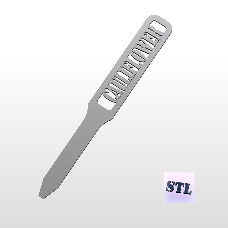 Garden labels, plant markers, herb tags - 3d stl cnc model. Herb label cauliflower cnc file - digital stl file. Plant sticks, herb stakes.
