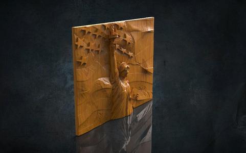 American Flag And Statue Of Liberty 3D STL Model for CNC Router, Artcam, Vetric, Engraver, Relief, Carving, Cut 3D, Stl File For Cnc Router, Wall Decor