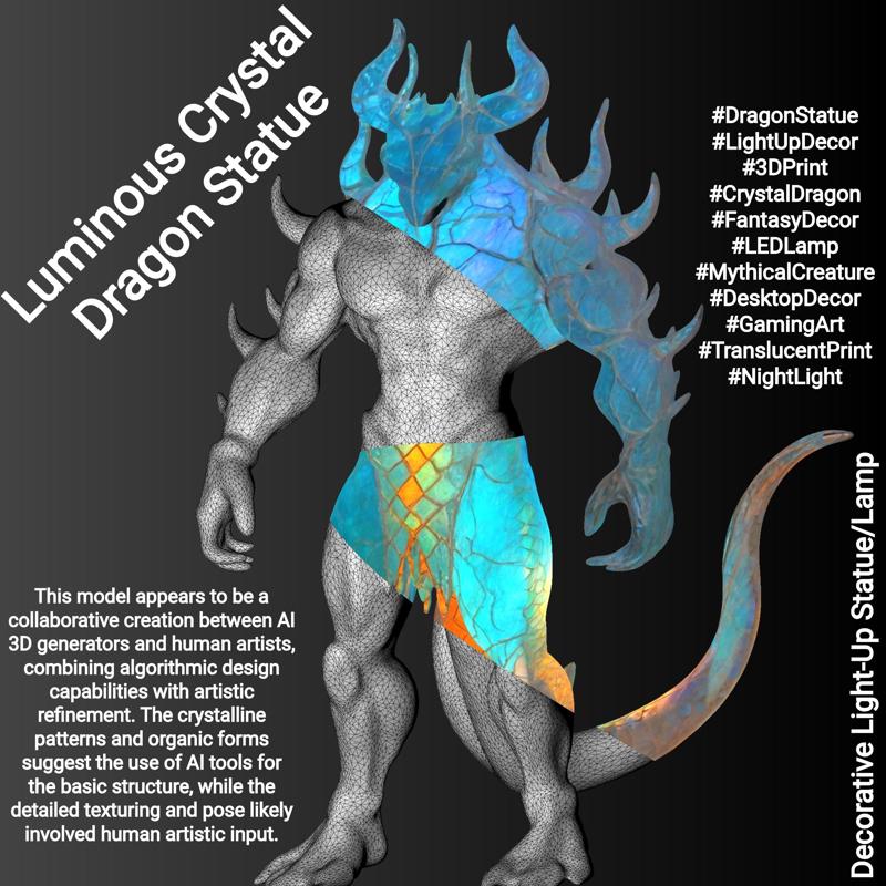 Luminous Crystal Dragon Statue