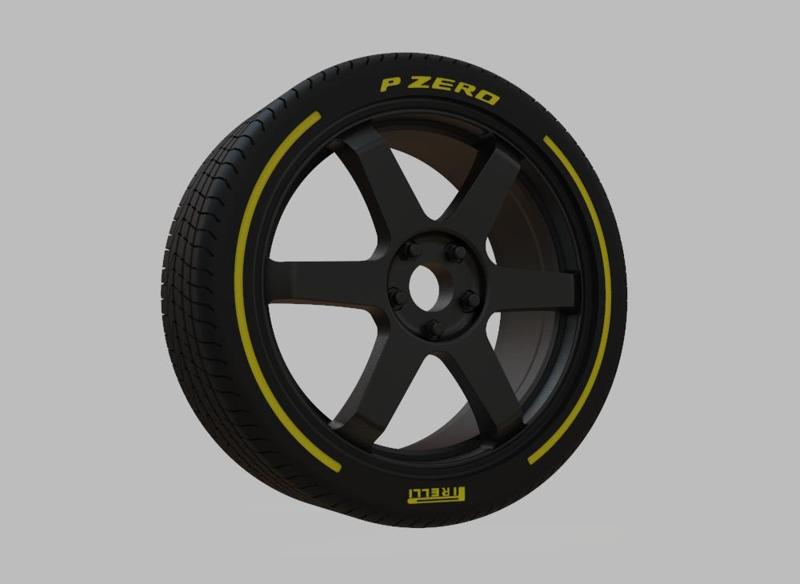 Miniature Enkei T6S Rim & Tire
