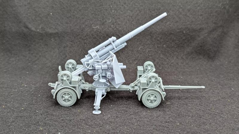 Anti-aircraft gun 88mm Flak 18 on wheeled platform and on cross