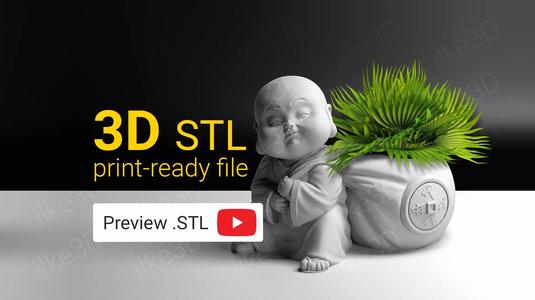 Buddha in pot with plant