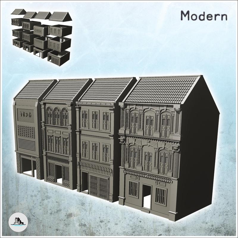 Set of four modern two-story buildings with tile roofs (7) - Vietnam War An Lao Cua Da Nang Dong Ha Hill 937 Hue Khe Sanh