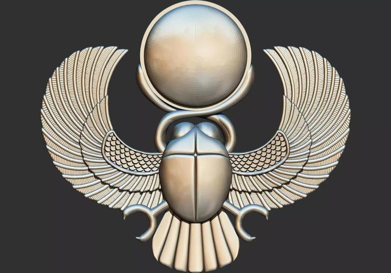 winged pharaoh egyptian scarab 3d printable model cnc