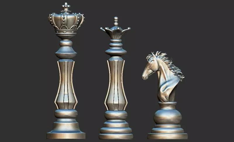 Chess king queen knight