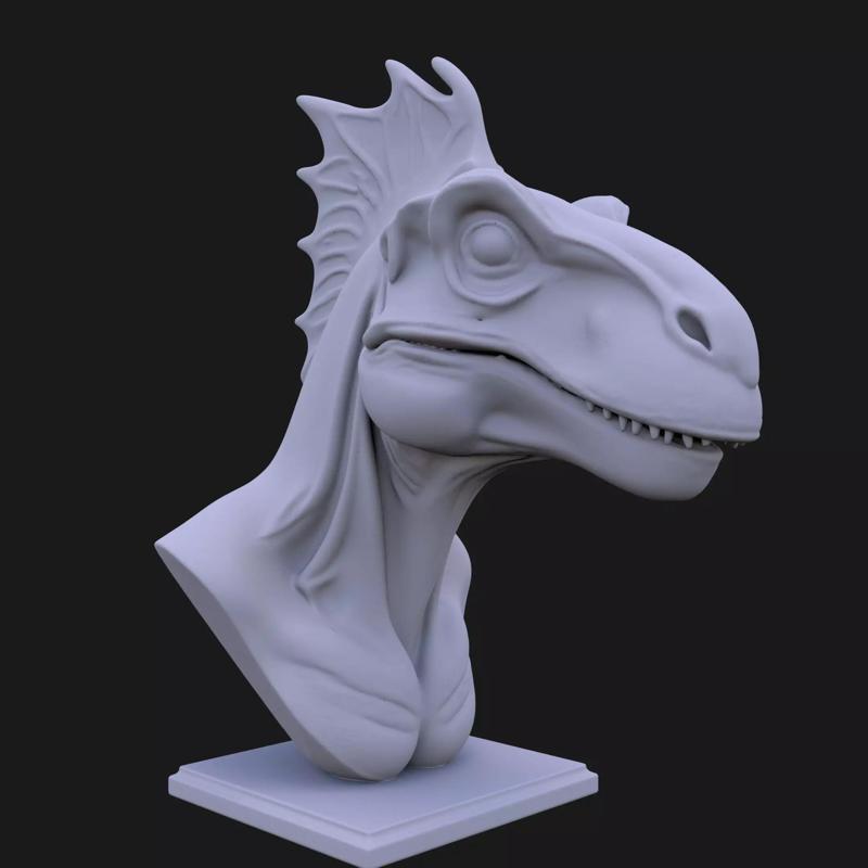 Chasmosaurus Dinosaur Bust 3D STL Printable - Bust 3D Model STL