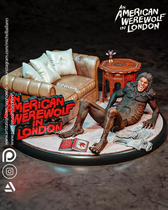 AN AMERICAN WEREWOLF IN LONDON   TRANSFORMATION DIORAMA