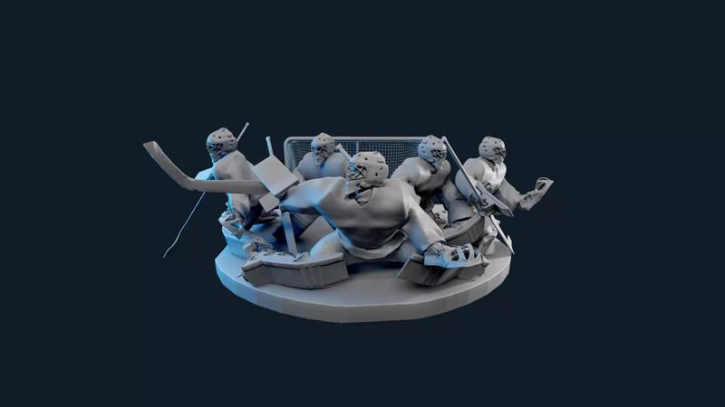 5 HOCKEY GOALIE POSES PACK MODEL NO TEXTURE 3D Model Collection