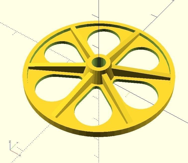 Wheel for R/C Slowflyer / Shockflyer (parametric, OpenSCAD)