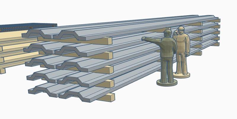 Sheet piling Larssen on wooden beams, 115 mm long