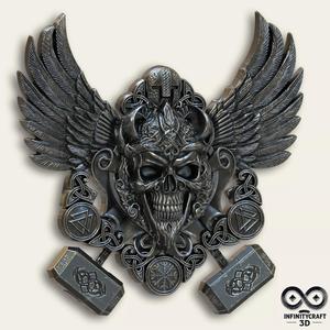 Odin s Mark Norse Skull Emblem STL for 3DPRINT or CNC