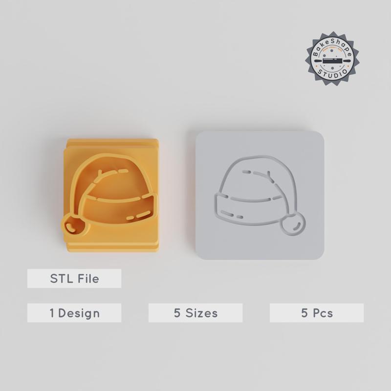 Santa Hat Stamp Tile Set, Festive Hat Motif, 5 Sizes (20-40mm), Perfect for Clay, Cookies & Fondant PRODUCT_3914
