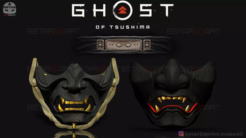 Ghost Of Tsushima  Masks - Ghost Mask -  Sakai Mask - Head Band 3D Model Collection