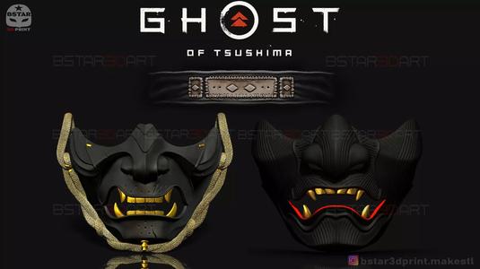 Ghost Of Tsushima  Masks - Ghost Mask -  Sakai Mask - Head Band 3D Model Collection