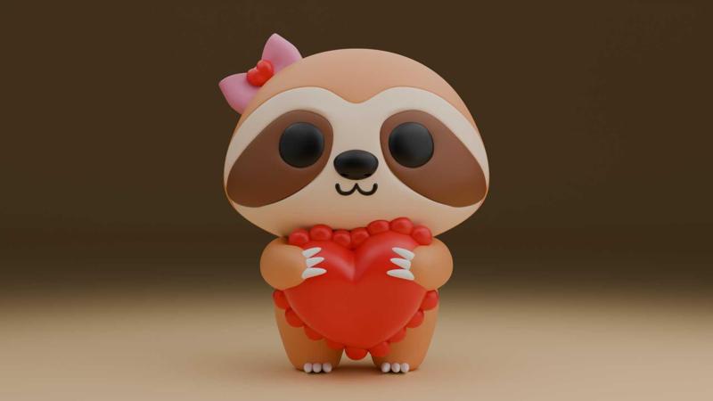 Sloth valentine figure