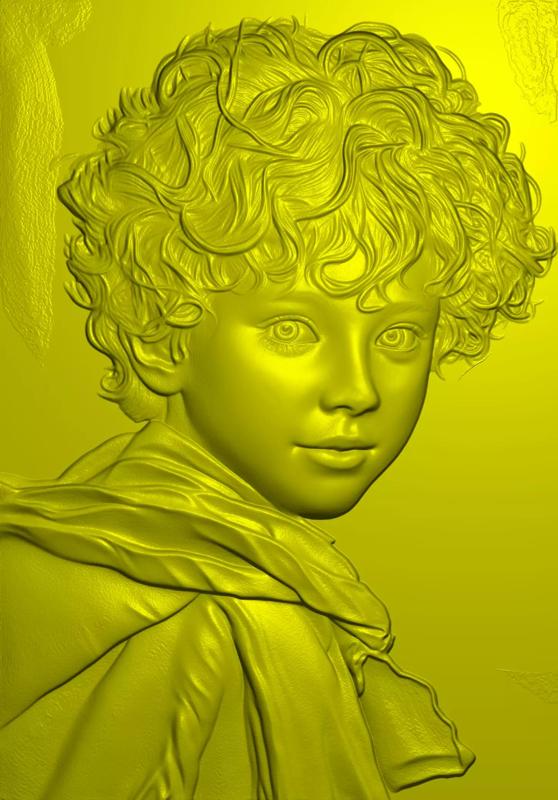 Portrait of handsome boy with curly hair in Europe and America