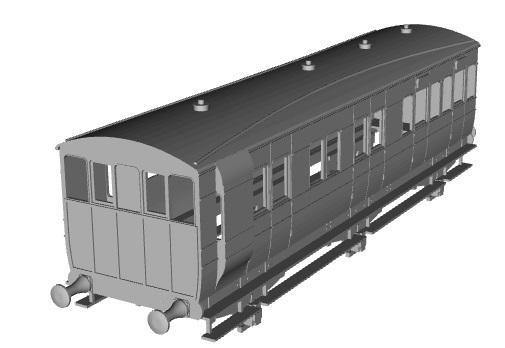 LYR 6 wheel coach diag 10A brake 3rd 33ft coach with 2 compartments 1/76 scale