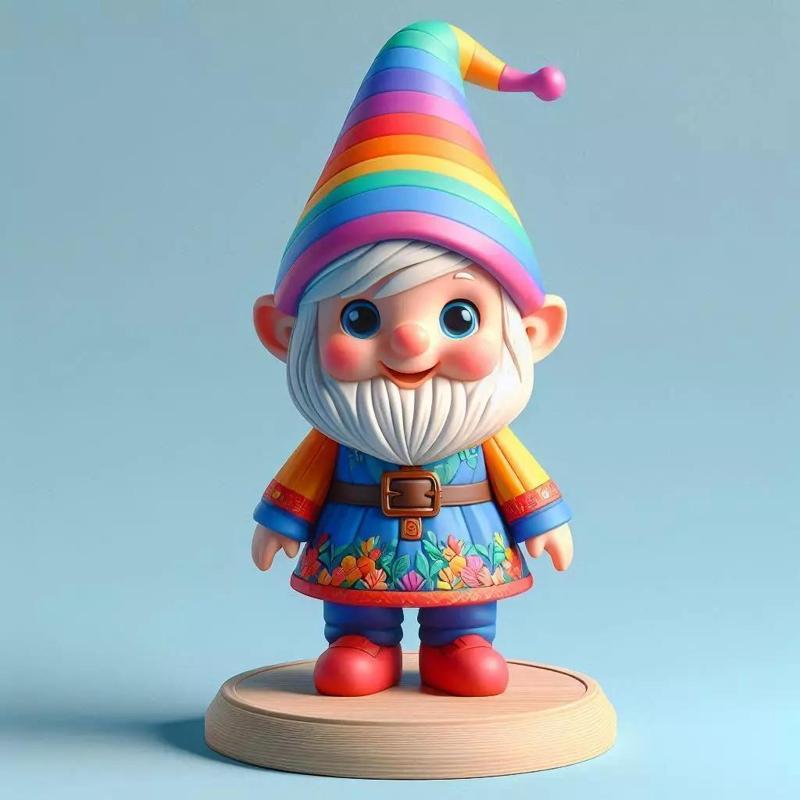 1048Fairy Tale Gnome Color Full Body Figurine on Base