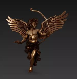 3D Angel Sculpture with Bow - High Detail Statue Model