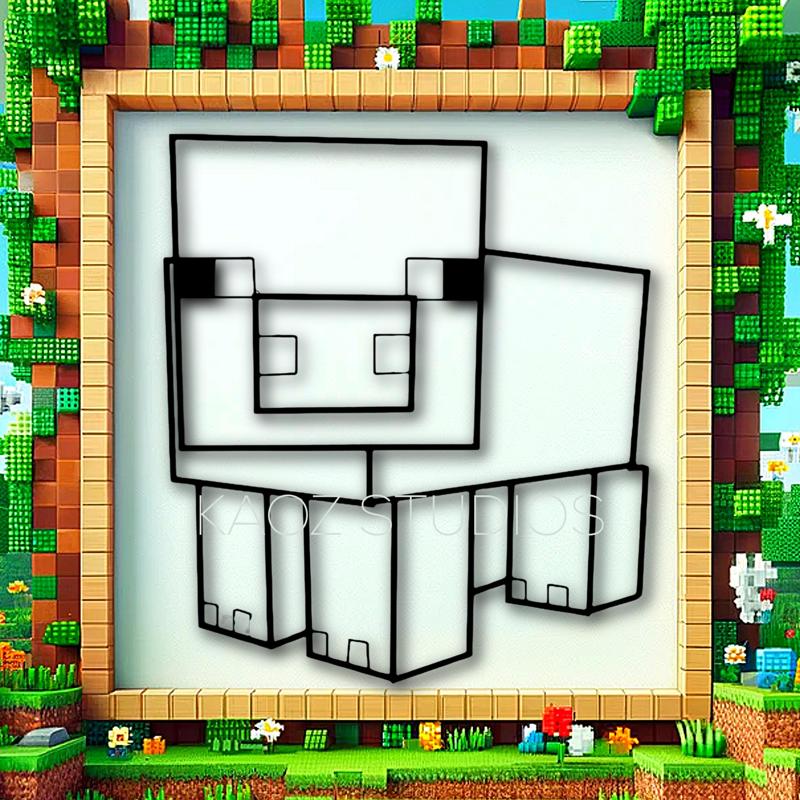 minecraft pig wall art minecraft wall decor fan art
