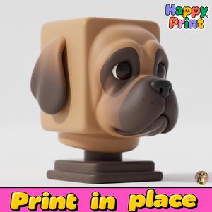 Cartoon dog head sculpture