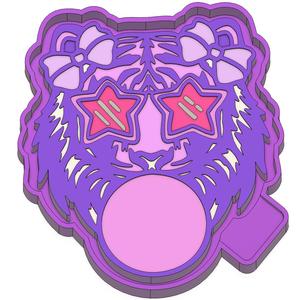 Star Eyes Tiger with Bow Bubble Gum Freshie STL Mold Housing